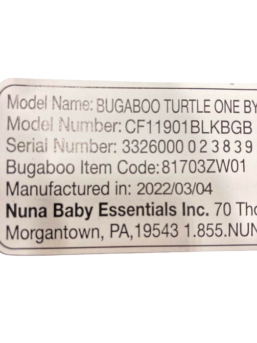 secondhand Bugaboo Turtle One By Nuna Infant Car Seat, 2022, Black