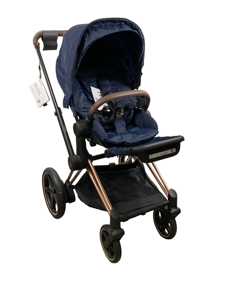 Cybex E-PRIAM Electric Stroller, 2019, Indigo Blue, Rose Gold, without Battery