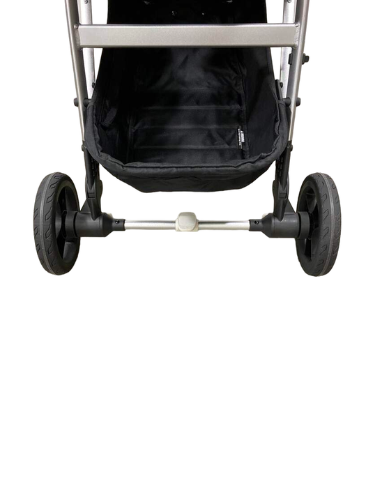 Mockingbird Single Stroller, 2023, Sea, Watercolor Drops, Silver With Black Leather