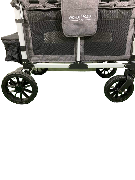 Wonderfold W4 Luxe Quad Stroller Wagon, Charcoal Grey with White Frame, 2022