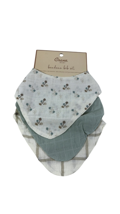 Shop Crane Baby Muslin 3 Piece Bib Set, Poppy at GoodBuy Gear