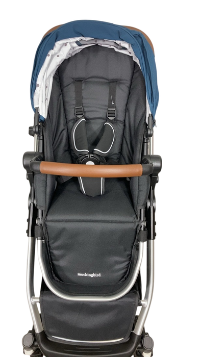 Shop Mockingbird Single to Double 2.0 Stroller, 2024, Sea, Silver With Penny Leather, Watercolor Drops at GoodBuy Gear