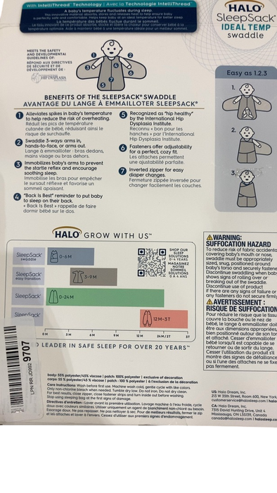 Shop Halo Ideal Temp Swaddle, Grey/Aqua, Newborn at GoodBuy Gear