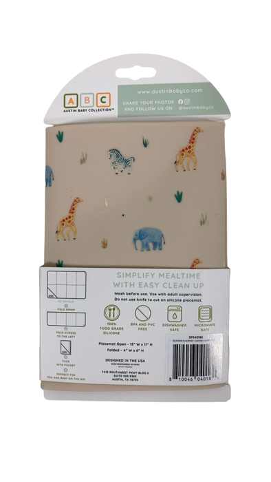 Shop Austin Baby Co Silicone Foldable Placemat, Safari Warm Cream at GoodBuy Gear