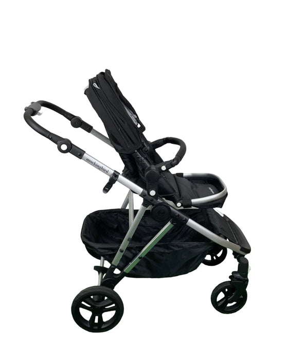 Mockingbird Single to Double 2.0 Stroller, 2025, Black, Silver With Black Leather, Watercolor Drops