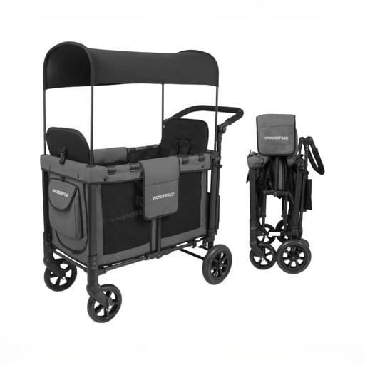 Shop Wonderfold W2 Multifunctional Double Stroller Wagon, 2025, Charcoal Gray, Plus Model at GoodBuy Gear