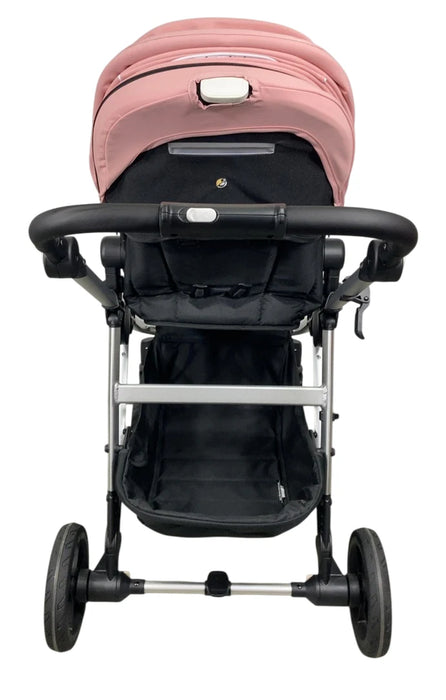 Mockingbird Single to Double 2.0 Stroller, 2025, Bloom, Silver With Black Leather, Windowpane