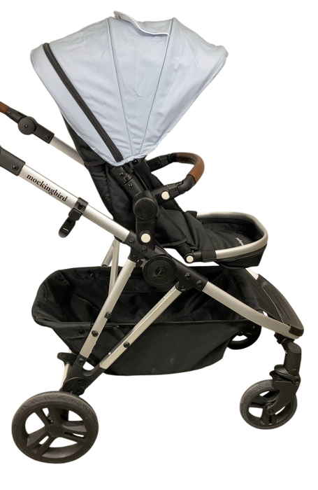 Shop Mockingbird Single to Double 2.0 Stroller, 2024, Silver With Penny Leather, Sky, Watercolor Drops at GoodBuy Gear