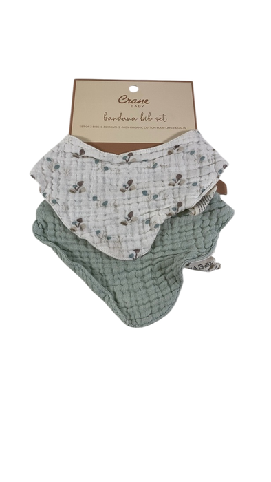 Shop Crane Baby Muslin 3 Piece Bib Set, Poppy at GoodBuy Gear