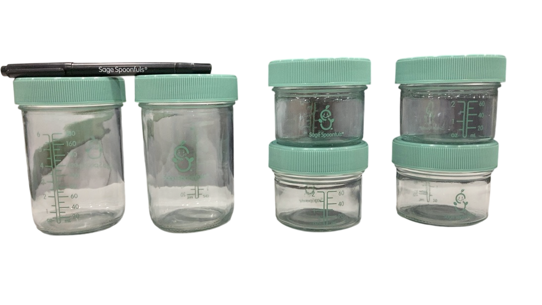 Sage Spoonfuls Glass Jar Containers, Pack, 4oz/8oz