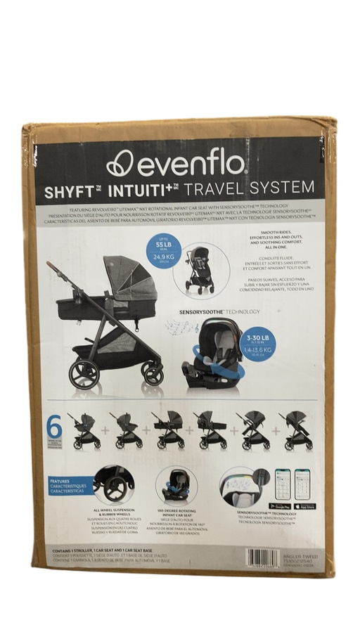 Shop Evenflo Shyft Intuiti Travel System with Revolve180 LiteMax NXT Rotational Infant Car Seat, 2024, Angler Tweed at GoodBuy Gear