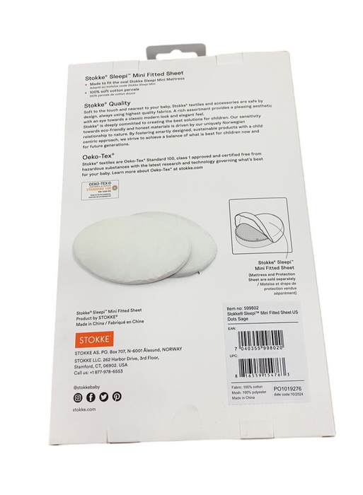 Shop Stokke Sleepi Mini Fitted Sheet, Dots Sage, V3 at GoodBuy Gear