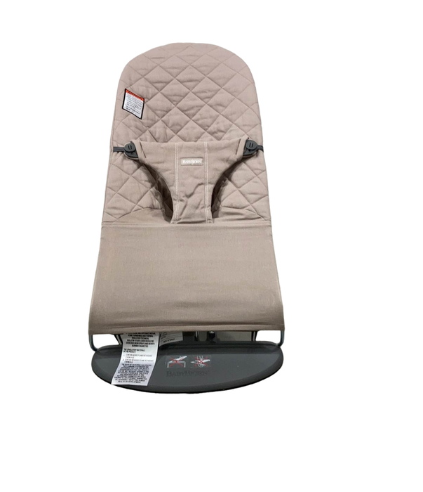 secondhand BabyBjorn Bouncer Bliss, Dark Gray Frame, Sand Gray Cotton Classic Quilt