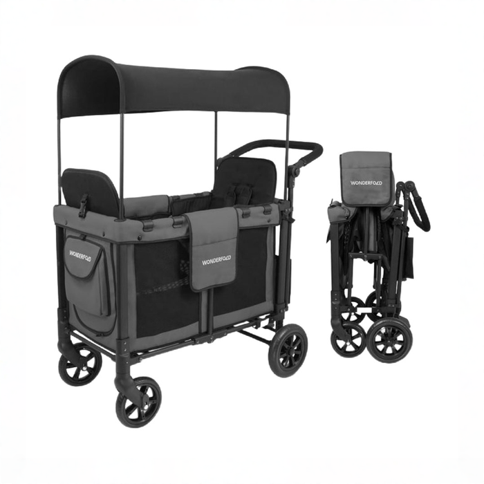 Shop Wonderfold W2 Multifunctional Double Stroller Wagon, 2025, Charcoal Gray, Plus Model at GoodBuy Gear