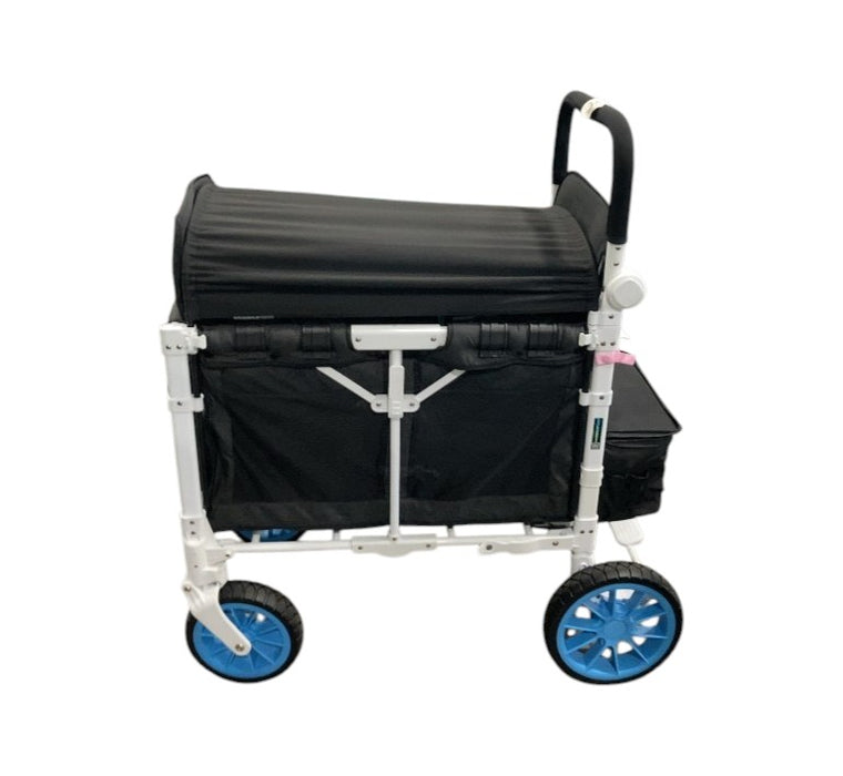 Wonderfold W2 Luxe Multifunctional Double Stroller Wagon, 2023, Volcanic Black, White Frame with Black Handlebar