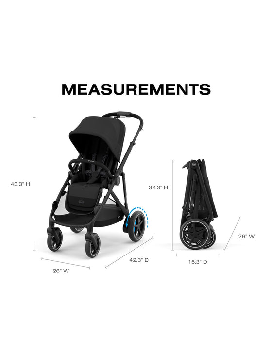 Shop Cybex e-Gazelle S Stroller, Black, Moon Black, 2024 at GoodBuy Gear