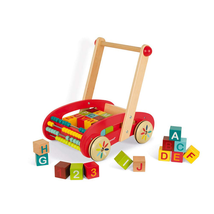 Janod ABC Wooden Trolley Push Cart