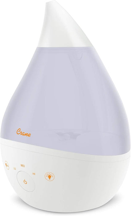 Crane 4-in-1 Drop Ultrasonic Cool Mist Humidifier, White