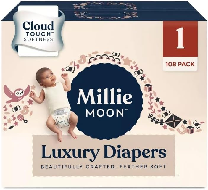 Millie Moon Luxury Disposable Diapers, Size 1, 108