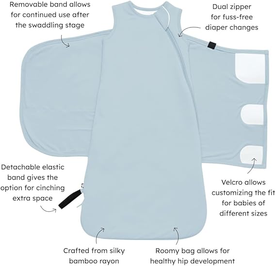 Kyte Baby Sleep Bag Swaddler, Fog, XSmall(7-13 lbs)