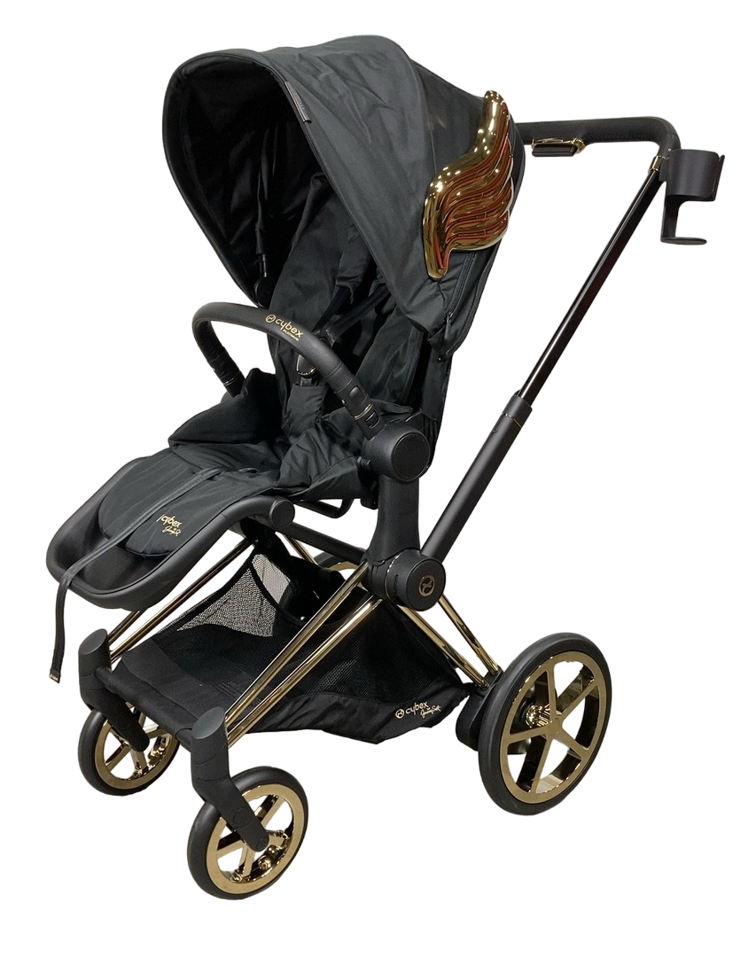Cybex E-PRIAM Electric Stroller, 2022, Wings By Jeremy Scott, Gold Wit