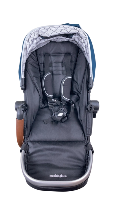 Shop Mockingbird 2nd Seat Kit with Extendable Canopy, Sea, Silver With Penny Leather, Windowpane at GoodBuy Gear