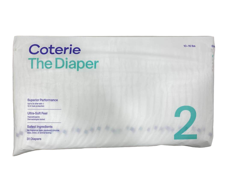 used Coterie Size 2 Diapers, 31-Count