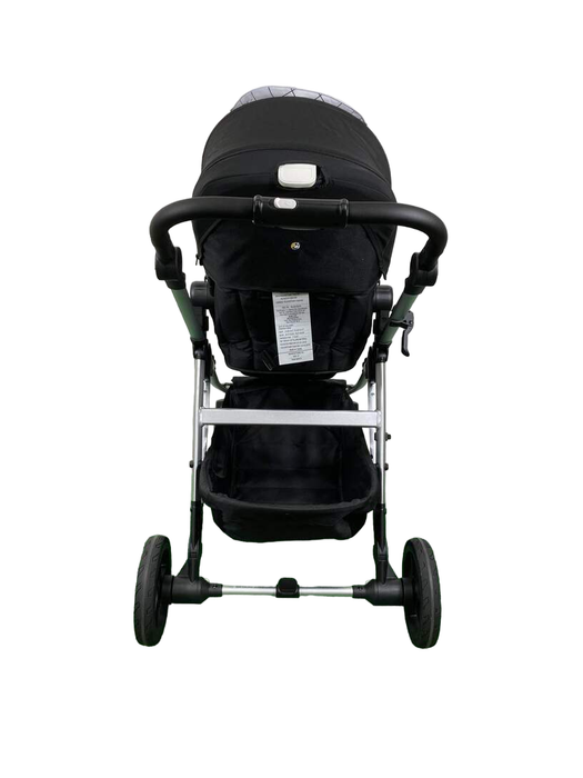 Mockingbird Single to Double 2.0 Stroller, 2023, Silver with Black Leather, Windowpane, Black