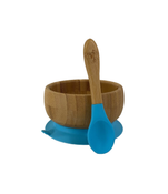 used Avanchy Bamboo Bowl and Spoon Set, Blue