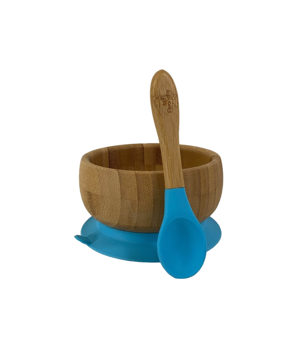 used Avanchy Bamboo Bowl and Spoon Set, Blue