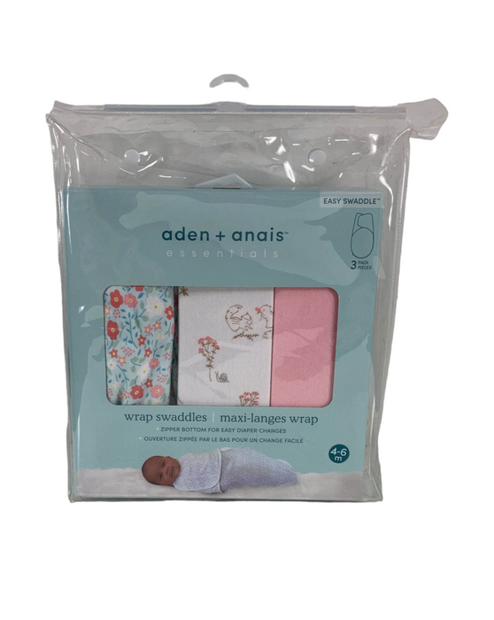 Aden + Anais Essentials Easy Wrap Swaddle 3 Pack, Fairy Tale Flowers, Medium (4-6 months)