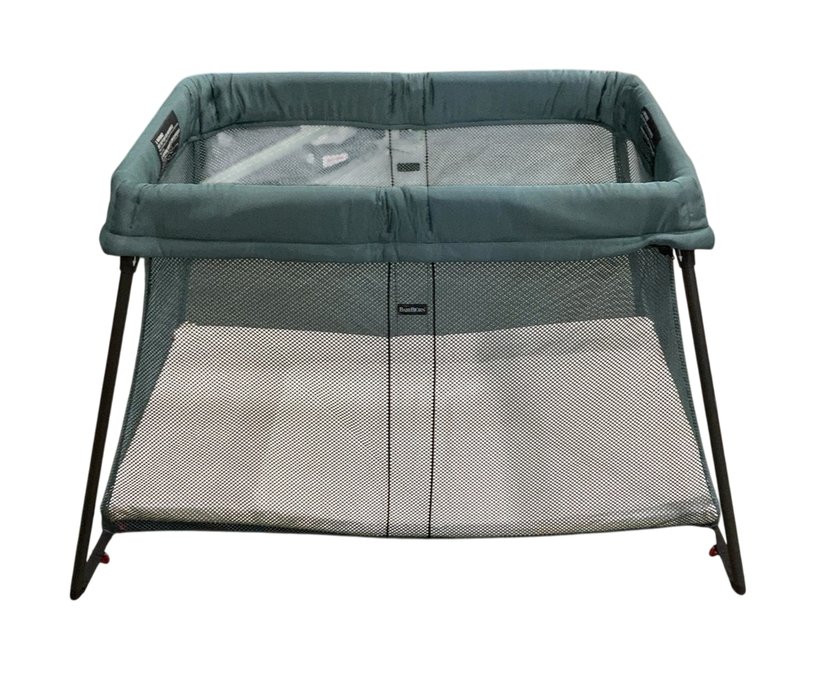 Shop BabyBjorn Travel Crib Light Bundle with Fitted Sheet, Dark Green at GoodBuy Gear