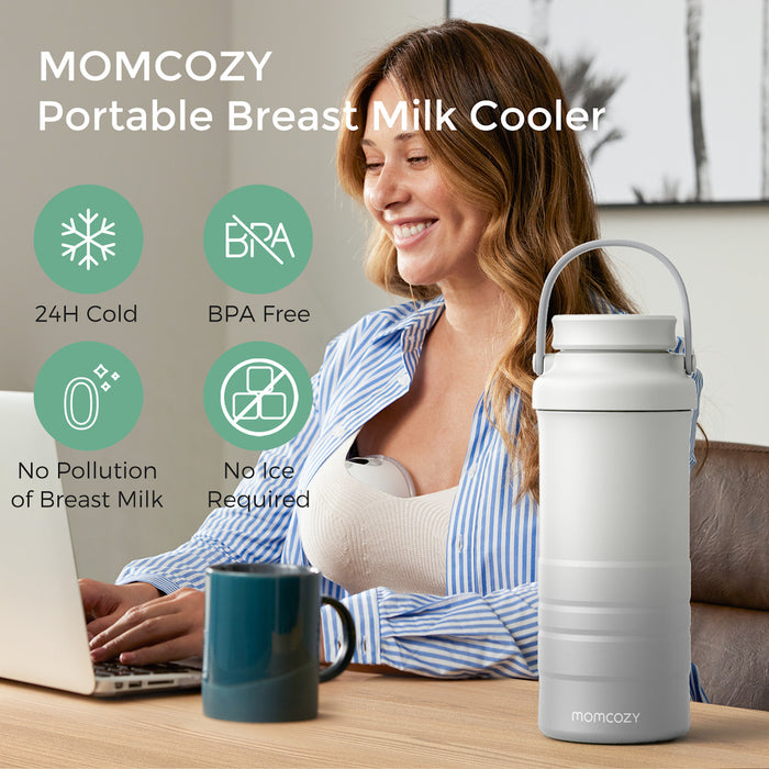 Momcozy Portable Breastmilk Cooler, White Ombre