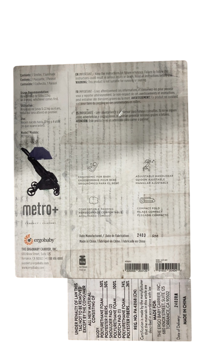 Shop Ergobaby Metro+ Stroller, 2023, Sunshade Grey at GoodBuy Gear