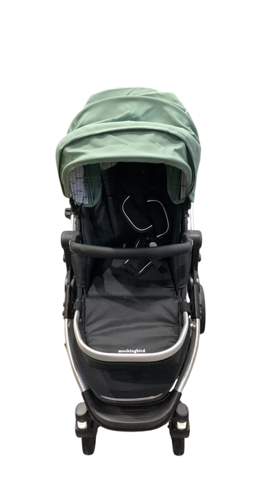Mockingbird Single 2.0 Stroller, Sage, Windowpane, Silver With Black Leather, 2025