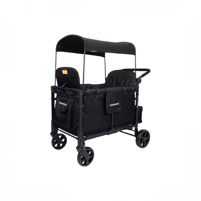Shop Wonderfold W4 Elite Stroller Wagon, 2025, Black with Red Stitching at GoodBuy Gear