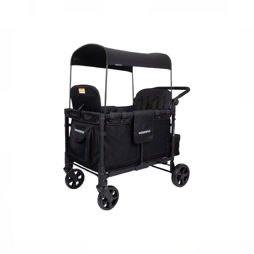 Shop Wonderfold W4 Elite Stroller Wagon, 2025, Black with Red Stitching at GoodBuy Gear