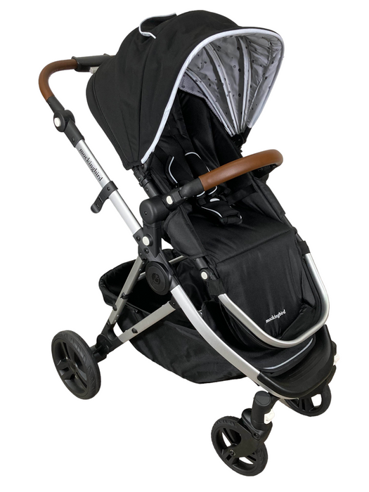 Mockingbird Single Stroller, 2023, Black, Silver With Penny Leather, Watercolor Drops