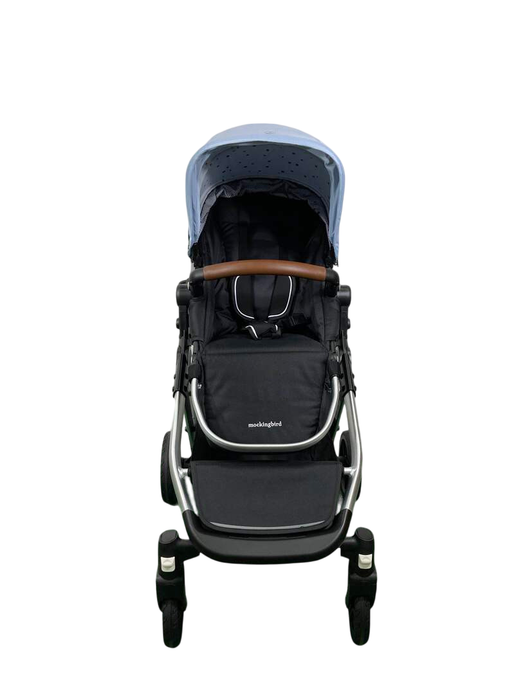 Shop Mockingbird Single to Double 2.0 Stroller, 2024, Silver With Penny Leather, Sky, Watercolor Drops at GoodBuy Gear