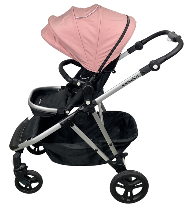Mockingbird Single to Double 2.0 Stroller, 2025, Bloom, Silver With Black Leather, Windowpane