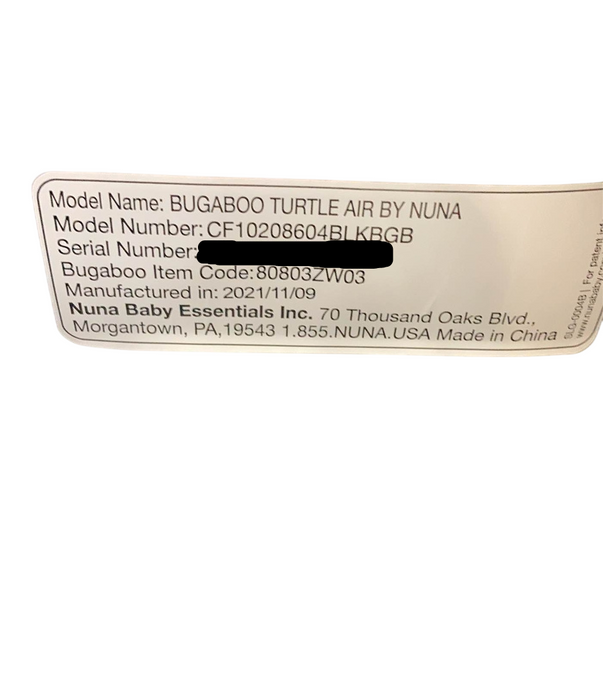 Shop Bugaboo Turtle Air By Nuna Car Seat, 2021, Black at GoodBuy Gear