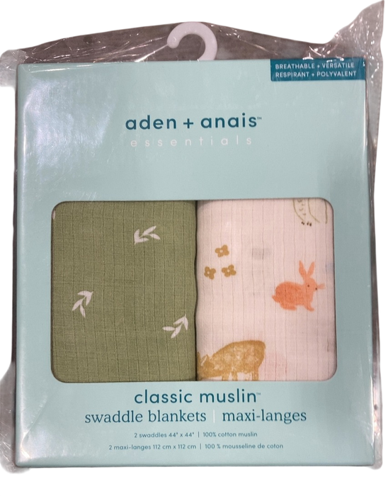 Shop Aden + Anais Essentials Cotton Muslin Swaddle, 2Pk, Sage Woodland at GoodBuy Gear