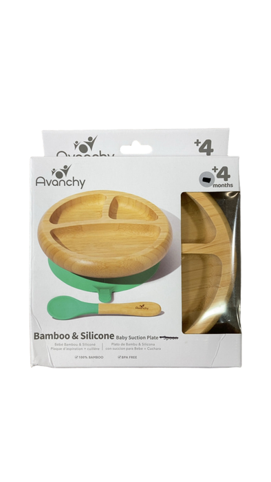 Shop Avanchy Bamboo Suction Baby Plate and Spoon, White at GoodBuy Gear
