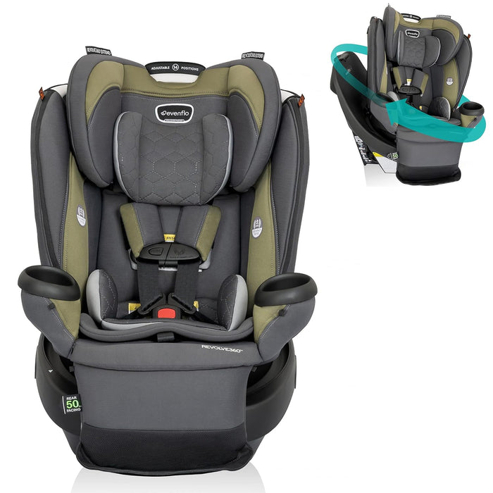 used Evenflo Revolve 360 Extend Rotational Convertible Car Seat, Rockland Green, 2023