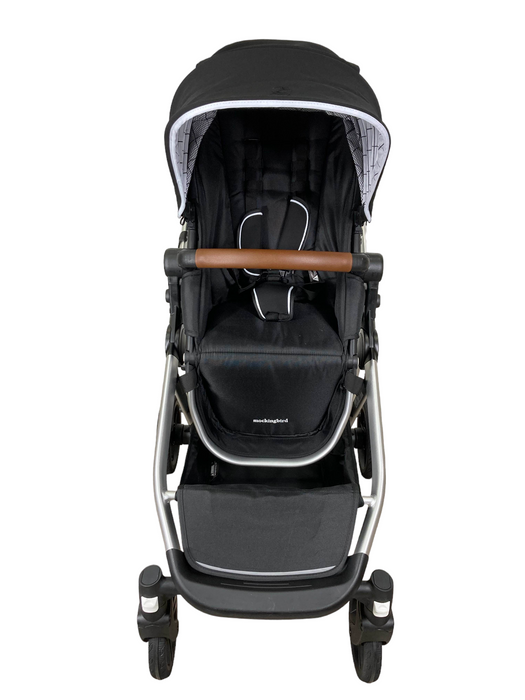 Mockingbird Single to Double Stroller, 2022, Silver with Penny Leather, Black , Windowpane