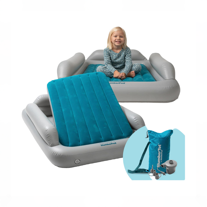 Shop SlumberPod SlumberTot Inflatable Toddler Bed, Gray/Teal at GoodBuy Gear