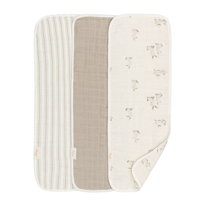 Shop Crane Baby Cotton Muslin Burp Cloth Set, Avery Bunny at GoodBuy Gear