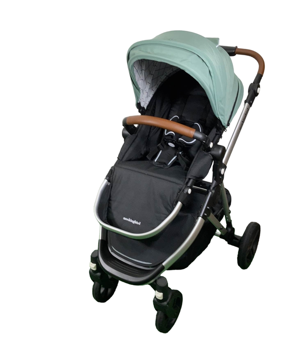 used Mockingbird Single Stroller, Windowpane, Sage, Silver With Penny Leather, 2023