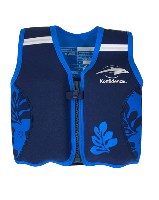 used Konfidence Original Swim Jacket, Blue Palm Maui, Small( 1.5-3 years)