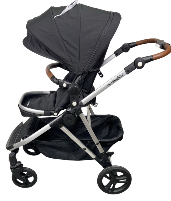 Shop Mockingbird Single to Double 2.0 Stroller, 2024, Black, Silver With Penny Leather, Watercolor Drops at GoodBuy Gear